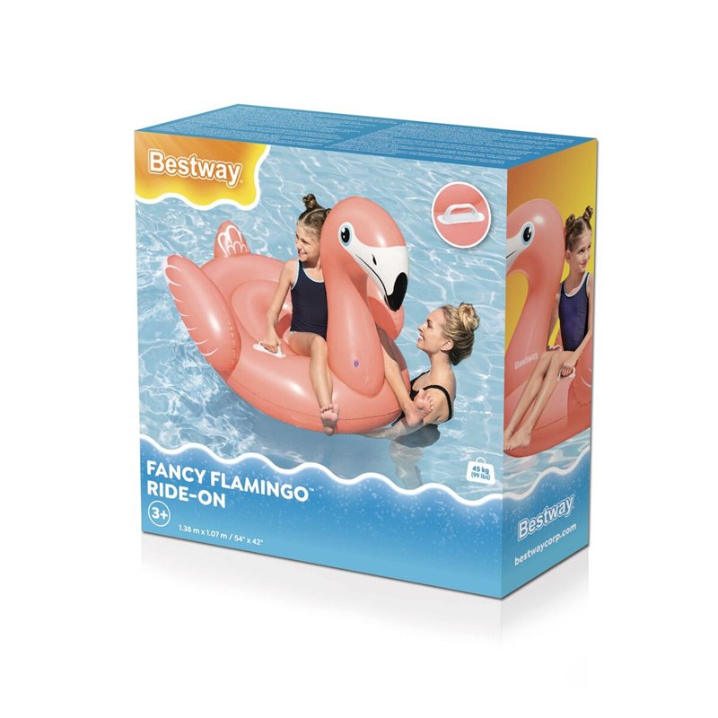 Image secondaire de Bestway Flamant Rose Gonflable avec Poignées 138x107 cm +3 Ans Plage Piscine 41525