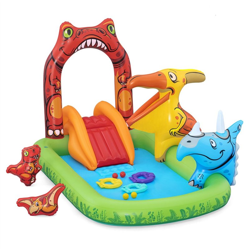 Bestway Piscine Gonflable Parc de Jeux Dinosaure 241x140x137 cm +3-6 Ans Jardin 53160