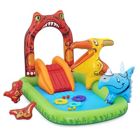 Bestway Piscine Gonflable Parc de Jeux Dinosaure 241x140x137 cm +3-6 Ans Jardin 53160