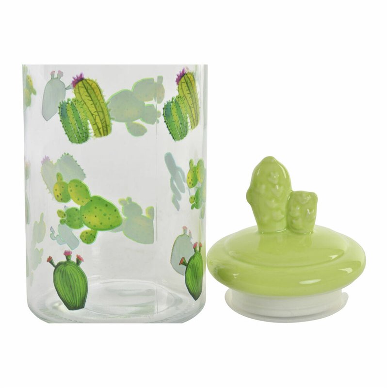 Image secondaire de Boîte DKD Home Decor Céramique Verre Cactus PE Boho (1400 ml) (10,5 x 28 cm)