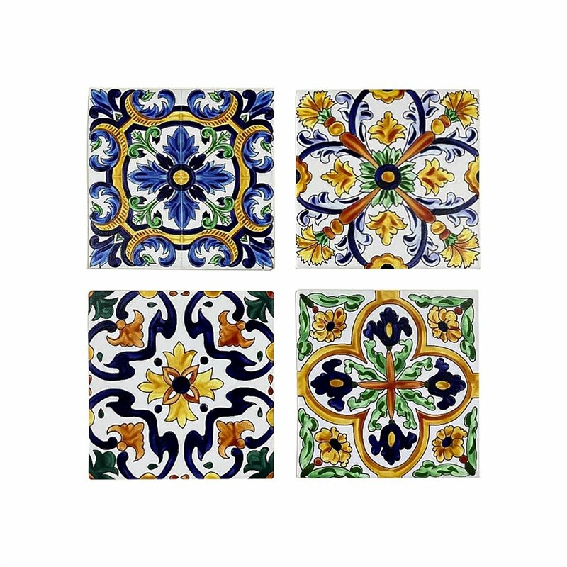 Dessous de verres DKD Home Decor Carrelage 4 Unités (10,8 x 10,8 x 0,7 cm)