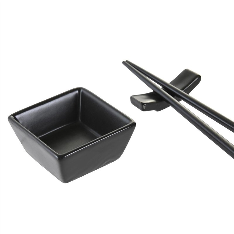 Image secondaire de Set de sushi DKD Home Decor Naturel Noir Bambou Grès Oriental