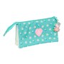 Trousse Fourre-Tout Triple Peppa Pig Pretty flowers Jaune Menthe 22 x 12 x 3 cm