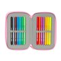 Pochette à crayons triple SuperKitties Rose Turquoise 12,5 x 19,5 x 5,5 cm 37 Pièces