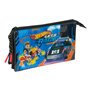 Trousse Fourre-Tout Triple Hot Wheels Let's race Bleu Noir 22 x 12 x 3 cm