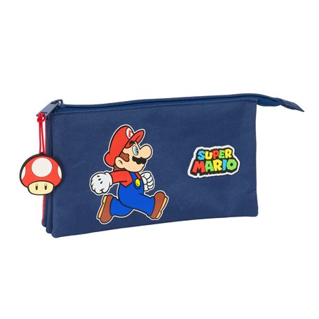 Trousse Fourre-Tout Triple Super Mario Trick Rouge Bleu foncé 22 x 12 x 3 cm