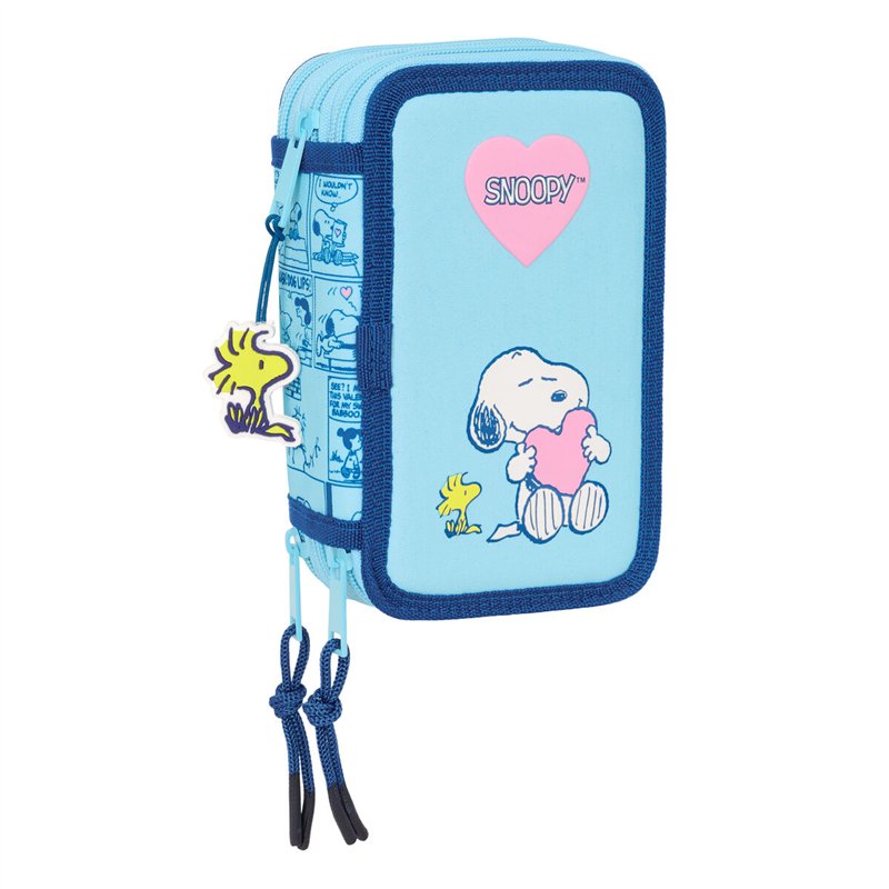 Trousse Scolaire avec Accessoires Snoopy Love Bleu 12,5 x 19,5 x 5,5 cm 37 Pièces