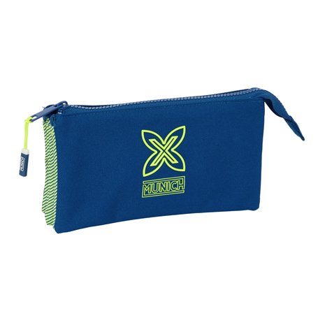 Trousse Fourre-Tout Triple Munich North Blue marine 22 x 12 x 3 cm