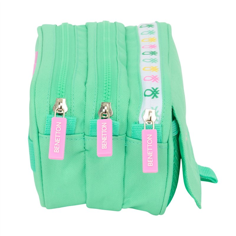 Image secondaire de Trousse Fourre-Tout Triple Benetton Mint Vert 21,5 x 10 x 8 cm
