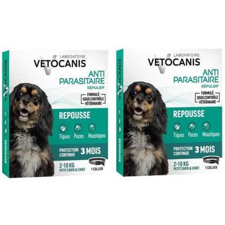 Collier répulsif puces - VETOCANIS - Petit Chien et Chiot 2 a 10 kg - Extraits Naturels Margosa et Lavandin