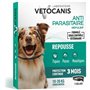 Collier répulsif puces tiques et moustiques - VETOCANIS - Chien de 10 a 20 kg - Extraits Naturels Margosa et Lavandin (Lot de 2)