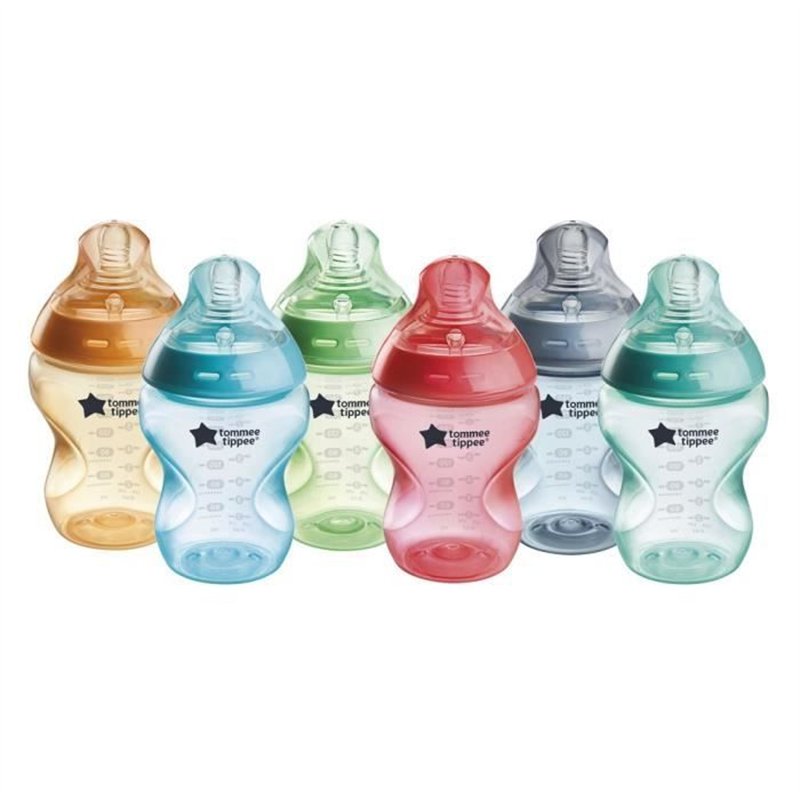 Tommee Tippee Biberon Anti-colique Natural Start - Colorée - 260ml - Lot de 6