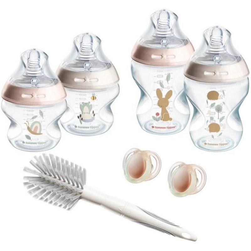 Tommee Tippee - Biberons Coffret Naissance Natural Start, Anti-Colique, Auto-stérilisant, Rose