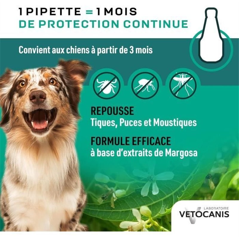 Image secondaire de Pipettes préventives antiparasitaires - VETOCANIS - x2 - Pour Chiens Moyens