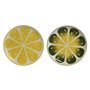 Assiette plate Home ESPRIT Jaune Vert Grès Citron 22,5 x 22,5 x 2,5 cm (2 Unités)