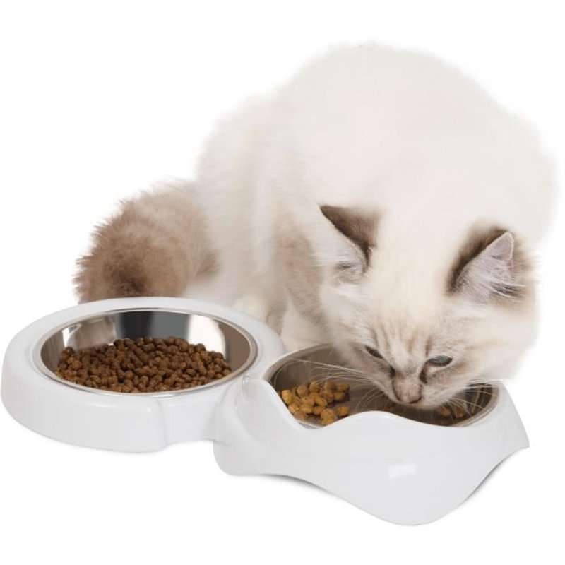 Image secondaire de Gamelle pour chat - CATIT - PIXI - 2 x 200ml - Double - Bols en acier inoxydable amovibles - Blanc
