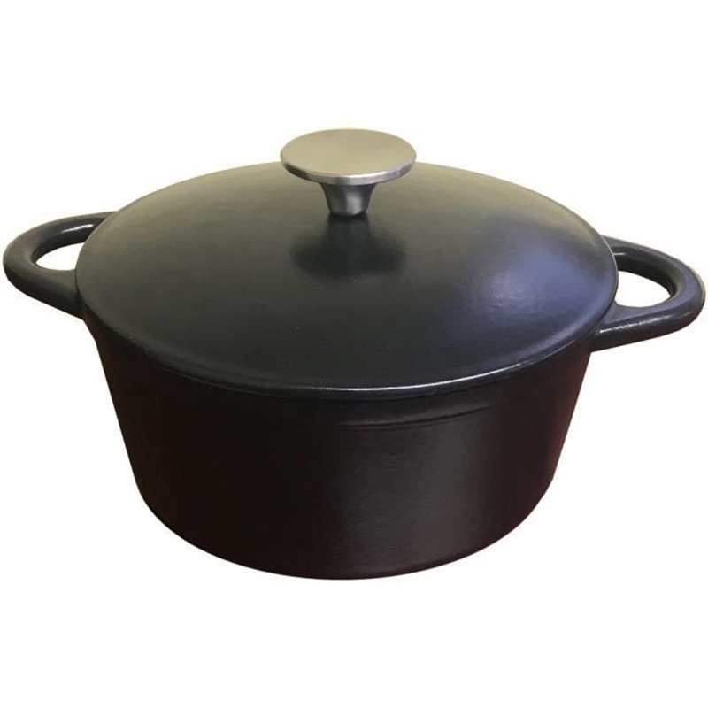Cocotte en fonte - BAUMALU - 336407 - Ronde 26 cm - Noir mat