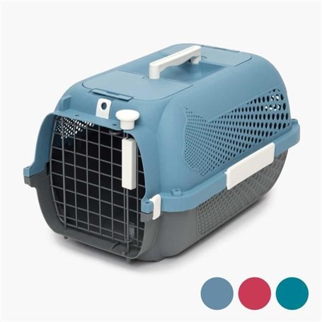 Cage de transport pour chat - CATIT - Moyen - Hauteur max chat 27 cm - Bleu-gris