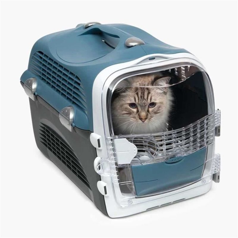 Image secondaire de Cage de transport pour chat - CATIT - Cabrio - Multifonctionelle - Ouverture 360° - Bleu-gris