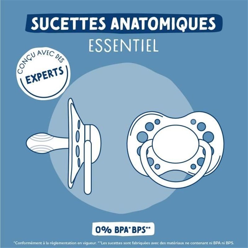 Image secondaire de 2 Sucettes anatomiques - DODIE - A109 EDL - +18 mois - Mathilde Cabanas Bleu