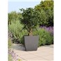 Bac a fleurs - DIVA BASALT - Gris anthracite - Carré - 42 L - 43,5 x 43,5 x H.44,2 cm - EDA - Bac intérieur amovible