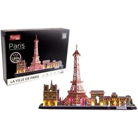 Puzzle 3D lumineux - Monuments De Paris - Jeu de construction - EXPLORA - 115 pieces - Des 8 ans