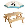 Table de Pique-nique pour Enfant - FUN HOUSE - INDIAN PANDA - Bois - Parasol inclus