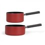Set de 2 casseroles - LIVOO - MEP154R - Antiadhésif sans PFOA ni PFOS - Manche silicone - Tous feux dont induction