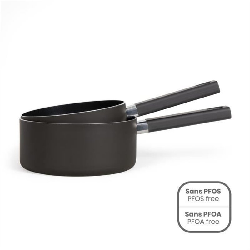 Set de 2 casseroles - LIVOO - MEP154N - Antiadhésif sans PFOA ni PFOS - Manche silicone - Tous feux dont induction