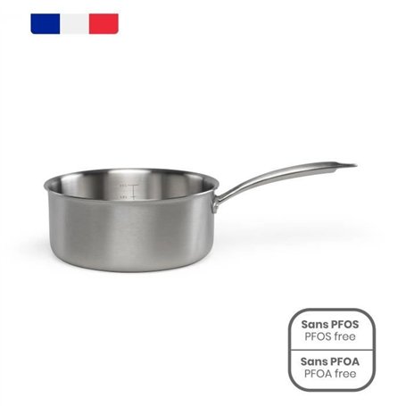 Brigade - Casserole en acier inoxydable 20 cm - LIVOO - MEP161 - Acier inoxydable Triply - Tous feux dont induction - Made in Fr