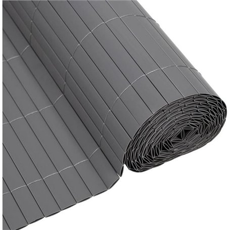 Canisse PVC double face - NATURE - 1 x 3 m - 1600 g/m² - Occultant 4/5 - Anti-UV - Gris clair