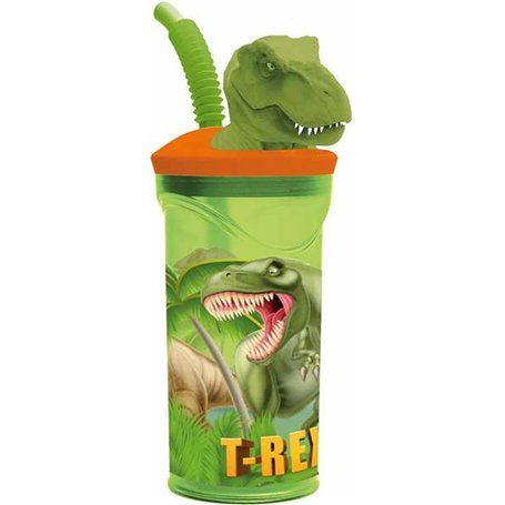 Verre avec Paille Stor T-Rex Vert