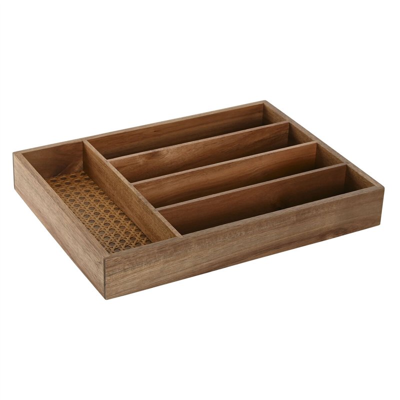 Image secondaire de Range-couverts Home ESPRIT Naturel Acacia 34,5 x 25,5 x 5 cm