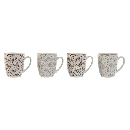 Ensemble de 4 mugs Home ESPRIT Marron Beige Fleurs 340 ml