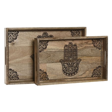Jeux de plateaux Home ESPRIT Naturel Bois de manguier 43,5 x 27 x 5,5 cm (2 Unités)