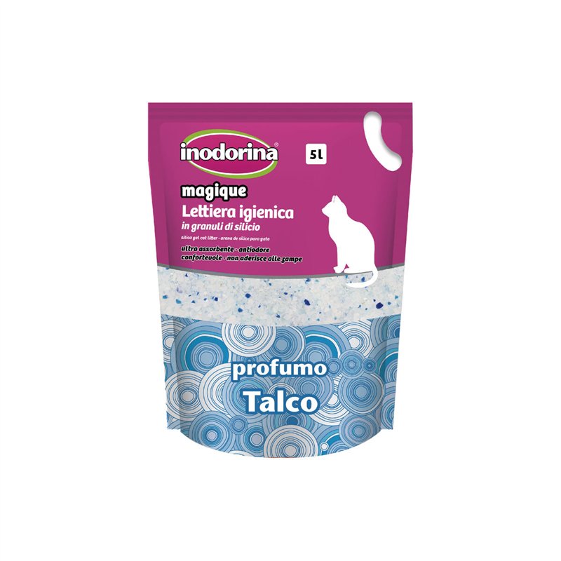 Sable pour chats Inodorina Magique Talco Talc en poudre 5 L