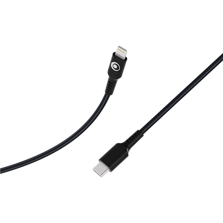 Câble Tissé USB C / Lightning 3A 1.2m PD 60W Noir Bigben