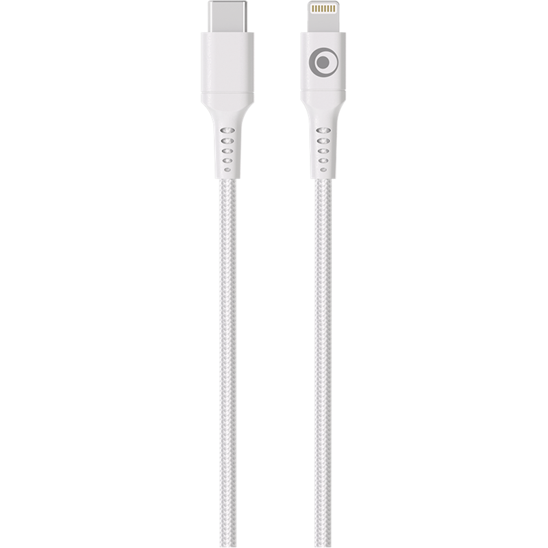 Image secondaire de Câble Tissé USB C / Lightning 3A 1.2m PD 60W Blanc Bigben