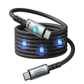 Câble Leopard Magnétique USB C / USB C 5A 1.2m PD 240W Noir Iniu