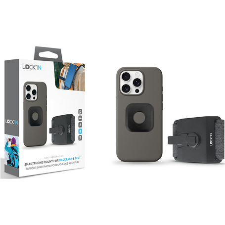 Support téléphone pour Sac à dos & Ceinture Noir Lock'in