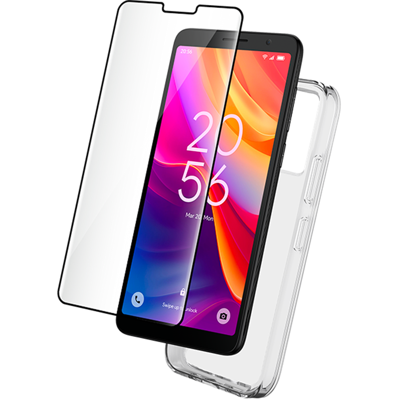 Pack 2 en 1 Coque TCL 501 Souple Transparente + Protège écran 2.5D + SmartFrame - Certifié GRS Bigben