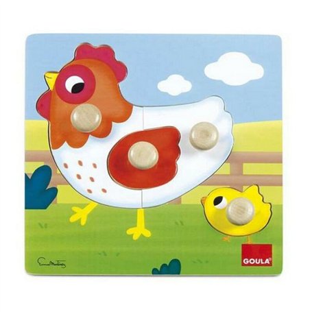 Puzzle Enfant Goula Hen Diset Poule Bois (4 pcs)
