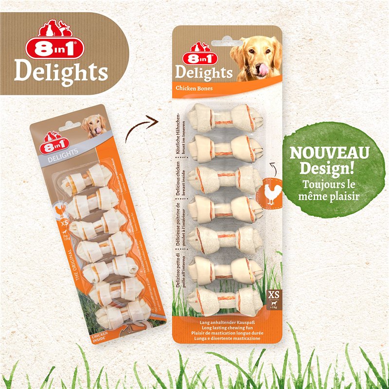 Image secondaire de 8in1 Delights XS - Os à Mâcher garnis de poulet pour Chien de Petite Taille - 7 pièces