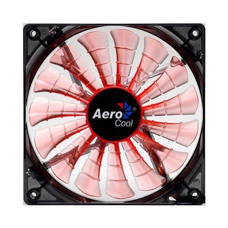 Aerocool Shark - Ventilateur pour PC (12 cm, 12V/7V, 15 pales, 14.5 dBA, 1500rpm, éclairage LED Orange, ultrasilent, Anti-Vibrat