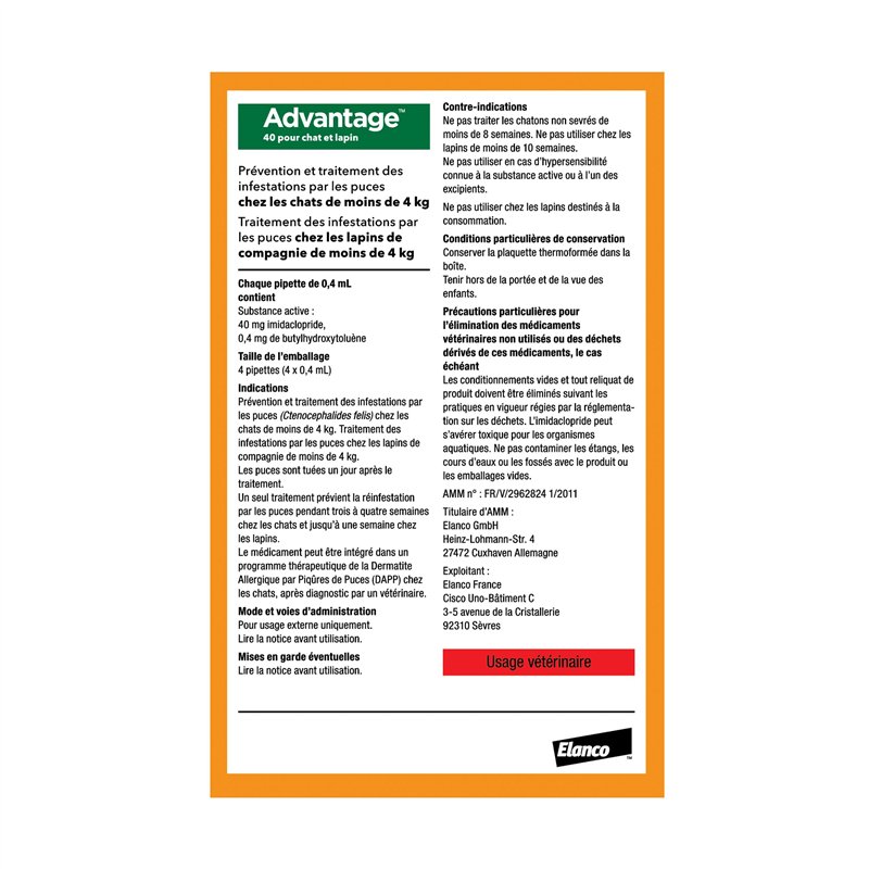 Image secondaire de Advantage Chat & Lapin de moins de 4 kg – Pipettes anti puces chat pour prévention des infestations – Traitement anti puces avec