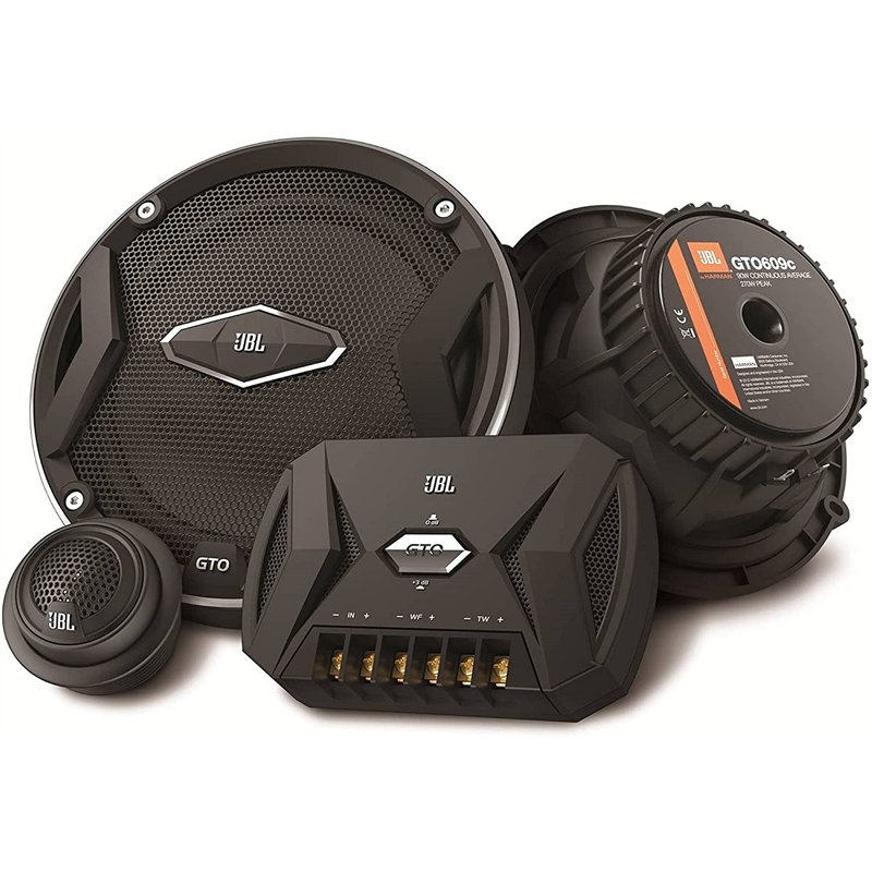 JBL Car GTO 609C Système Audio Auto Incluant 1 Paire d'Enceintes 165mm (6.5'') 2-Voies, 2x Médiums et 2x Aigus - Noir