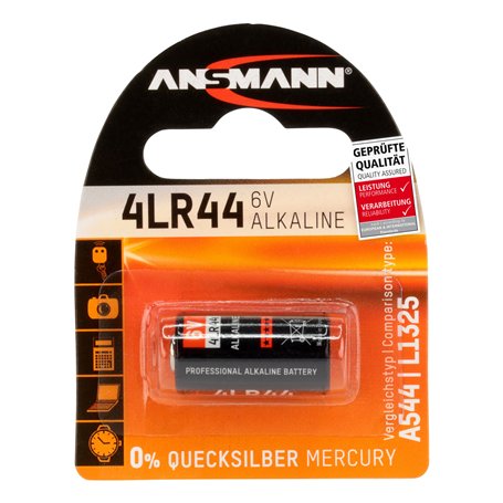 ANSMANN Pile alcaline 4LR44 (1 pce) – Pile alcaline 6V pour système d'alarme, collier anti-aboiement, accessoire d'appareil phot