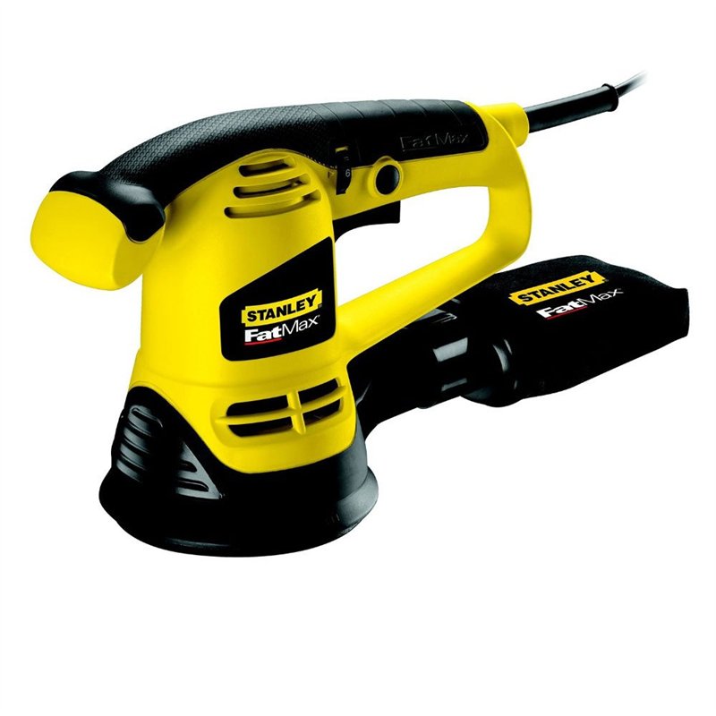 Stanley FATMAX Ponceuse Excentrique 480W 125Mm Vitesse Variable Poignée Avant Revêtement Grip Verrouillage de l'Interrupteur Ave