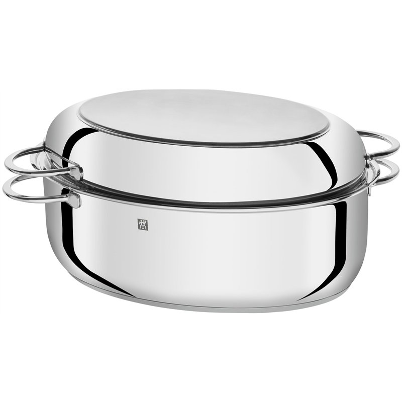 ZWILLING Roaster avec Couvercle, Adapté à la Chaleur à Induction, Acier Inoxydable, 8,5 L, Plus, Inox Brillant, 38 x 25 x 20 cm