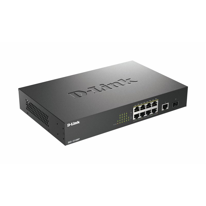 Image secondaire de D-Link DGS-1010MP Switch Gigabit Max PoE 10 Ports, 8 Ports PoE+ Gigabit 30 W, Budget PoE 125 W, Liaison Montante Fibre SFP, sans